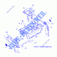 Portapacchi posteriore and FENDERS   R12JT87AB/AD/AS/AW/9EAW (49RGRRACKMTG12RZRXP900) per Polaris RZR XP 900 EFI 2012