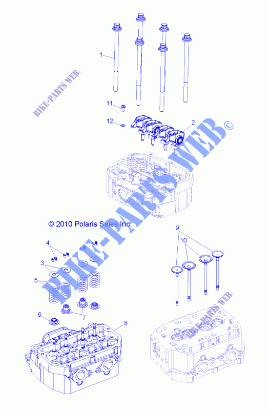 CILINDRO HEAD and VALVOLE   R11XH76AW/AZ/XY76AA (49RGRVALVE11RZRS) per Polaris RZR 4/EPS RGE 2011