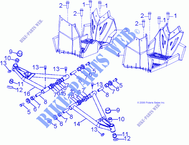 TELAIO, A ARM and POGGIAPIEDI   A14FA09AA (49ATVSUSPFRT07OTLW90) per Polaris SPORTSMAN 90 2014
