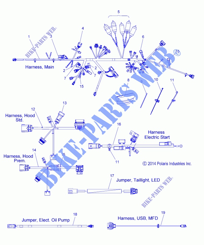 CABLAGGIO   S15DF8 ALL OPZIONI (49SNOWHARNESS15PROS) per Polaris RUSH 2015