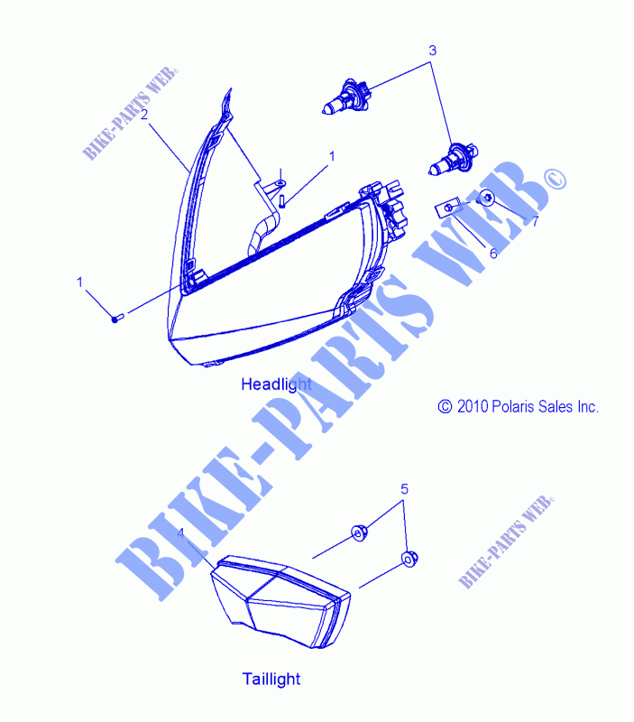 FARO and FANALE POSTERIORE   S14BP6GSA/GSL/GEL (49SNOWHEADLGHT11RUSH) per Polaris RUSH 2014
