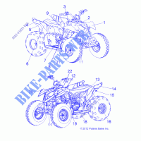 DECALS   A13KA09AD/AF (49ATVDECALSS13OUT90) per Polaris OUTLAW 90 2013