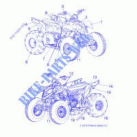 DECALS   A12KA09AD/AF (49ATVDECALSS11OUT90) per Polaris OUTLAW 90 2012
