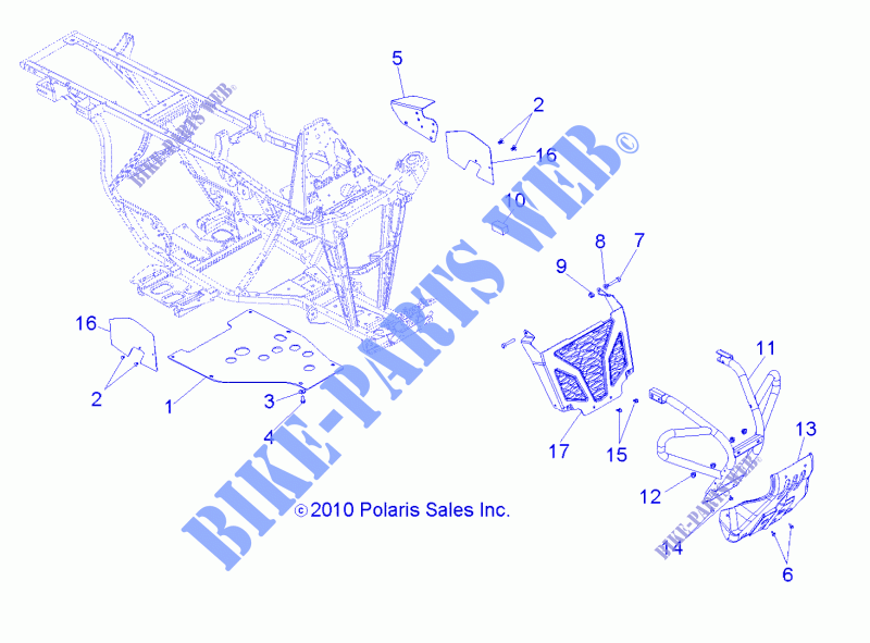 TELAIO, FRONT PARAURTI    A12NG50AA (49ATVPARAURTI 11SCRAM) per Polaris SCRAMBLER 500 4X4 2012