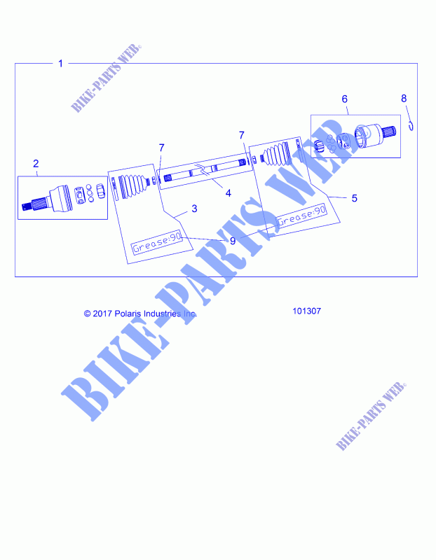 TRASMISSIONE, DRIVE SHAFT, FRONT   A18SXD95B9/SXE95BR (101307) per Polaris SPORTSMAN 1000 XP ZUG 2018