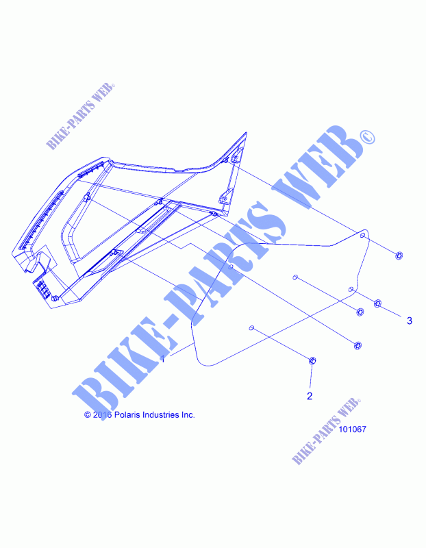 RIGHT HAND SIDE PANEL HEAT SHIELD AND HARDWARE 1 UP   A17SAH50A5 (101067) per Polaris 450 FARMHAND HD 2x4  2017