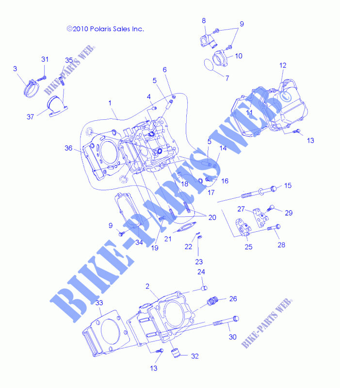 CILINDRO AND HEAD   A11NG50AA (49ATVCILINDROHD11SCRAM) per Polaris SCRAMBLER 2011