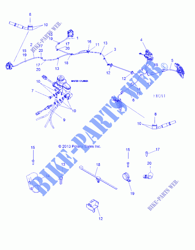 BRAKES, LINES AND CILINDRO PRINCIPALE   R16RTAD1A1/E1 (49RGRBRAKELINES13900XP) per Polaris RANGER 1000 DIESEL 2016