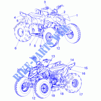 DECALS   A07KA09AA/AB/AD (49ATVDECALSSS07OUT90) per Polaris OUTLAW 90 2007