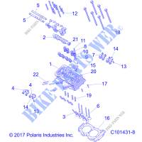 CILINDRO HEAD, CAM AND VALVES   A20SGE95AK (101431 8) per Polaris SPORTSMAN XP 1000 S 55