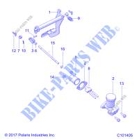 BRAKES, PEDAL AND CILINDRO PRINCIPALE MOUNTING   A19HZA15N1/N7 (C101405) per Polaris ATV RGR 150 EFI  2019