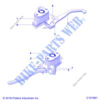 BRAKES, FRONT BRAKE LEVER AND CILINDRO PRINCIPALE   A19SDS57C5  per Polaris SPORTSMAN TOURING 570 EPS TRACTOR 2019