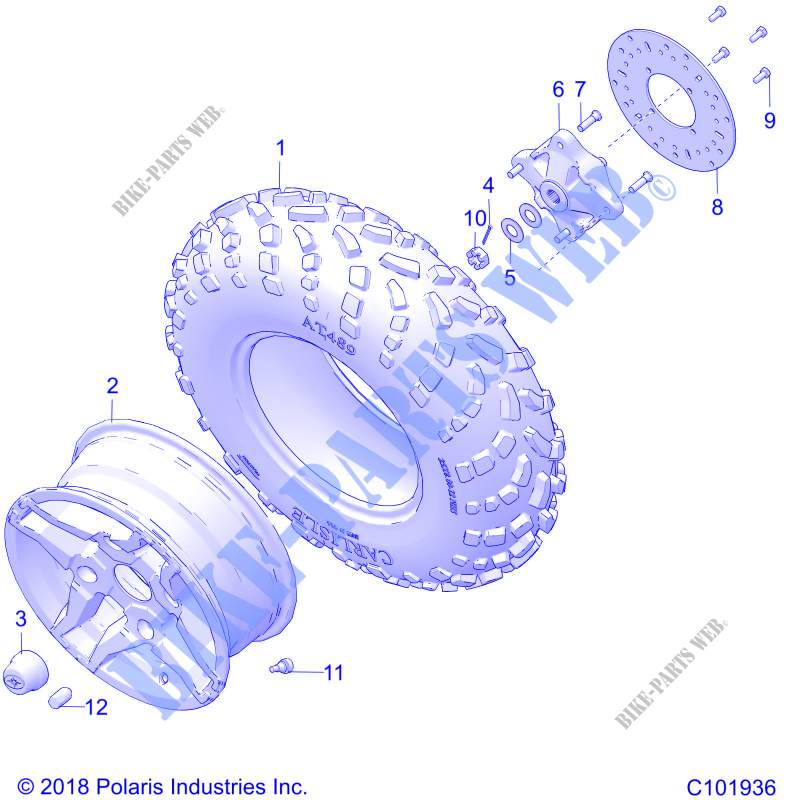 RUOTE, FRONT TIRE AND BRAKE DISC   A19SHS57FP (C101936) per Polaris SPORTSMAN 570 EPS SP ZUG/LOF 2019