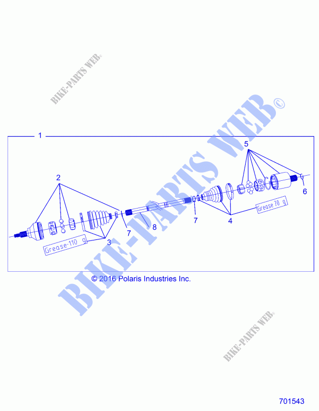 TRASMISSIONE, FRONT HALF SHAFT   R20RSM99AL (C700034) per Polaris RANGER CREW XP 1000 EPS MUD 2020