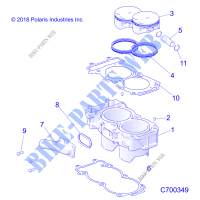 CILINDRO AND PISTON   R19RSB99A9/B9 (C700349) per Polaris RANGER 1000 CREW BACK COUNTRY 49/50S 2019