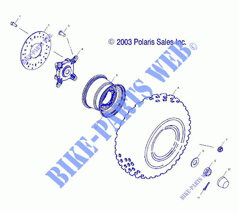 RUOTA ANTERIORE   A02CD50AA/AB/FB (4970197019B07) per Polaris MAGNUM 500 RMK 2002