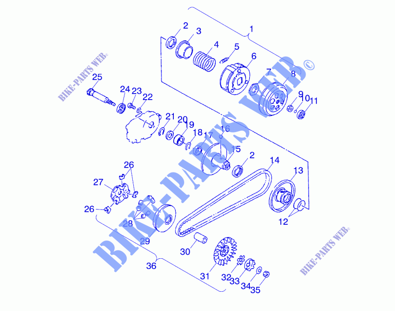 DRIVE PULEGGIA   A02EA09CA/CB/CC (4970857085A12) per Polaris SCRAMBLER 90 X 2002