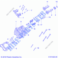 ENGINE, CYLINDER HEAD, CAMS AND VALVOLE   A21S6E57A1/3A1 (C101422 20) per Polaris SPORTSMAN 570 6X6 2021