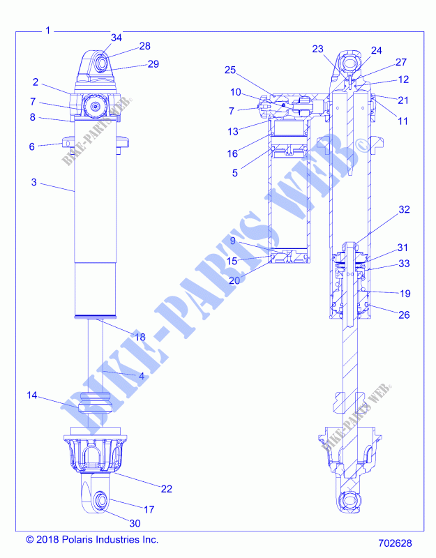 SUSPENSION, FRONT SHOCK INTERNALS   Z21PAE92AE/AN/BE/BN (702628) per Polaris RZR TURBO S 2021