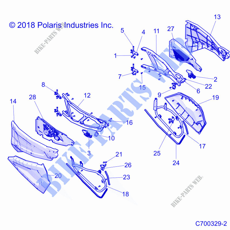 PORTES, FRONT   Z21P4L92AL/AT/BL/BT (C700329 2) per Polaris RZR TURBO S 4 2021