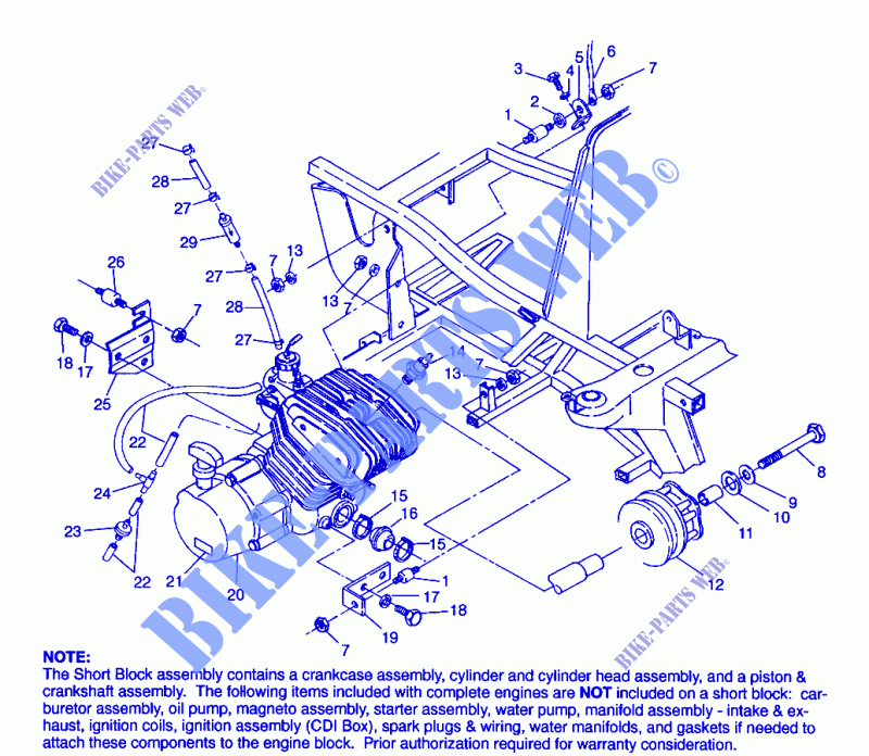 MONTAGGIO DEL MOTORE (BLAZER)   W967827 (4935863586A010) per Polaris TRAIL BLAZER ES 1996