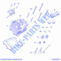 ENGINE, CYLINDER HEAD, CAM AND VALVOLE   A22SEA50A1/A5 (C102228 3) per Polaris SPORTSMAN 450 2022
