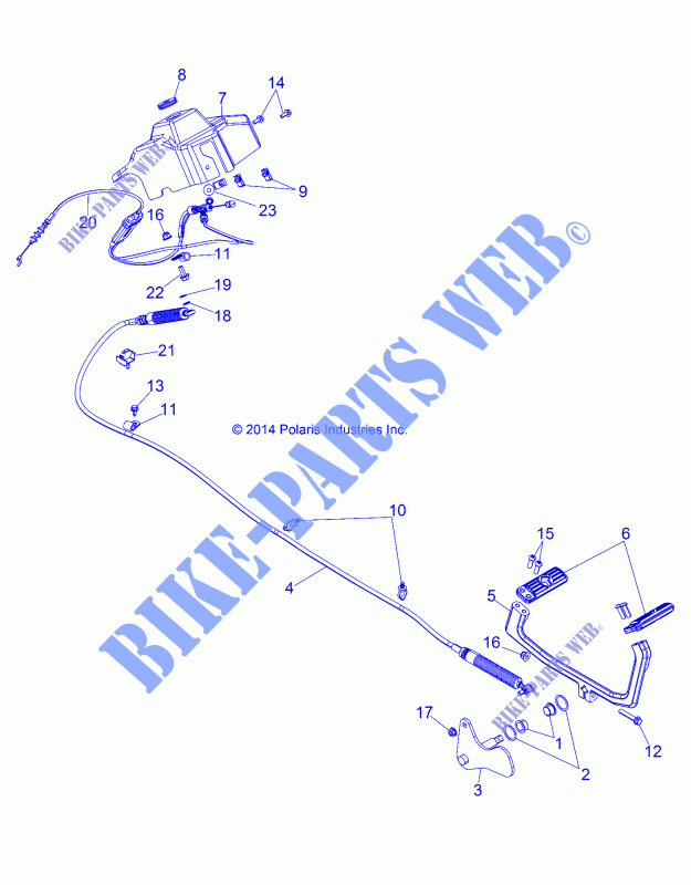 TRASMISSIONE, ACCELERATORE PEDALE   D142M9JDJ/1L9JDJ/1D9JDJ/2D9JDJ (49BRUTUSPEDALTHROTTLE14) per Polaris BRUTUS HD PTO 2014