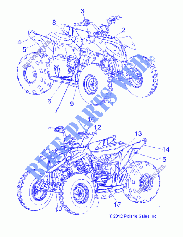 DECALS   A16YAK11AD/AF (49ATVDECALSS13OUT90) per Polaris OUTLAW 110 2016