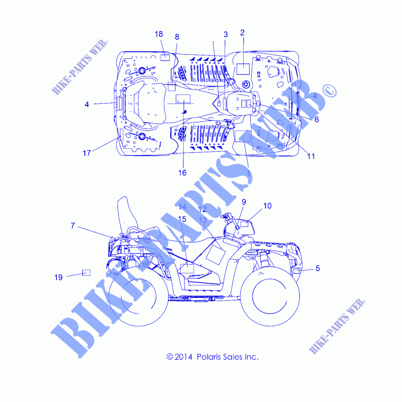 DECALS   A15SYE85HS (49ATVDECALSS1585TRMD) per Polaris SPORTSMAN 850 TOURING SP MD 2015