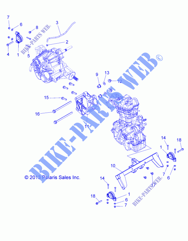 MOTORE, MOTORE AND TRASMISSIONE DI MONTAGGIO   A15DAH32EJ (49ATVMOTOREMTG14325) per Polaris ACE 325 HD 2015
