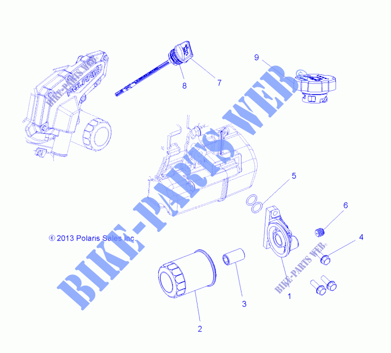 FILTRO DELL'OLIO AND SENSORE LIVELLO DE OLIO   A15DAH57EJ (49RGROILFILTER14570) per Polaris ACE 570 HD 2015