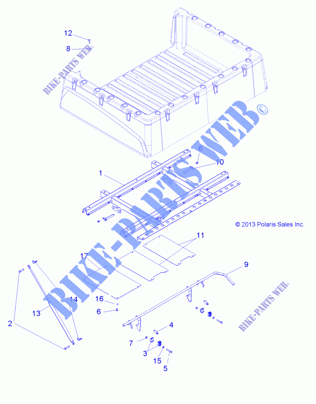 LETTO scatola di montaggio   R14RH57AA/AC/AR/6EAZ (49RGRBOXMOUNTING14570) per Polaris RANGER 570 EFI / EPS LE 2014