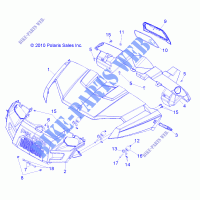 CAPPUCCIO, DASH and GRILL   R11RH45AG/AH/AR (49RGRCAPPUCCIO11500EFI) per Polaris RANGER 400 HO 2011